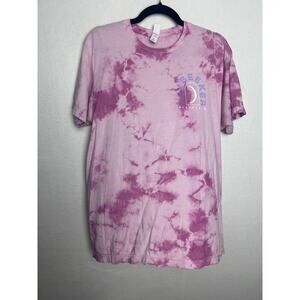 Day Seeker Sleep Talk Pink Tie Dye Short Sleeve T-Shirt Size Large Moon Sun